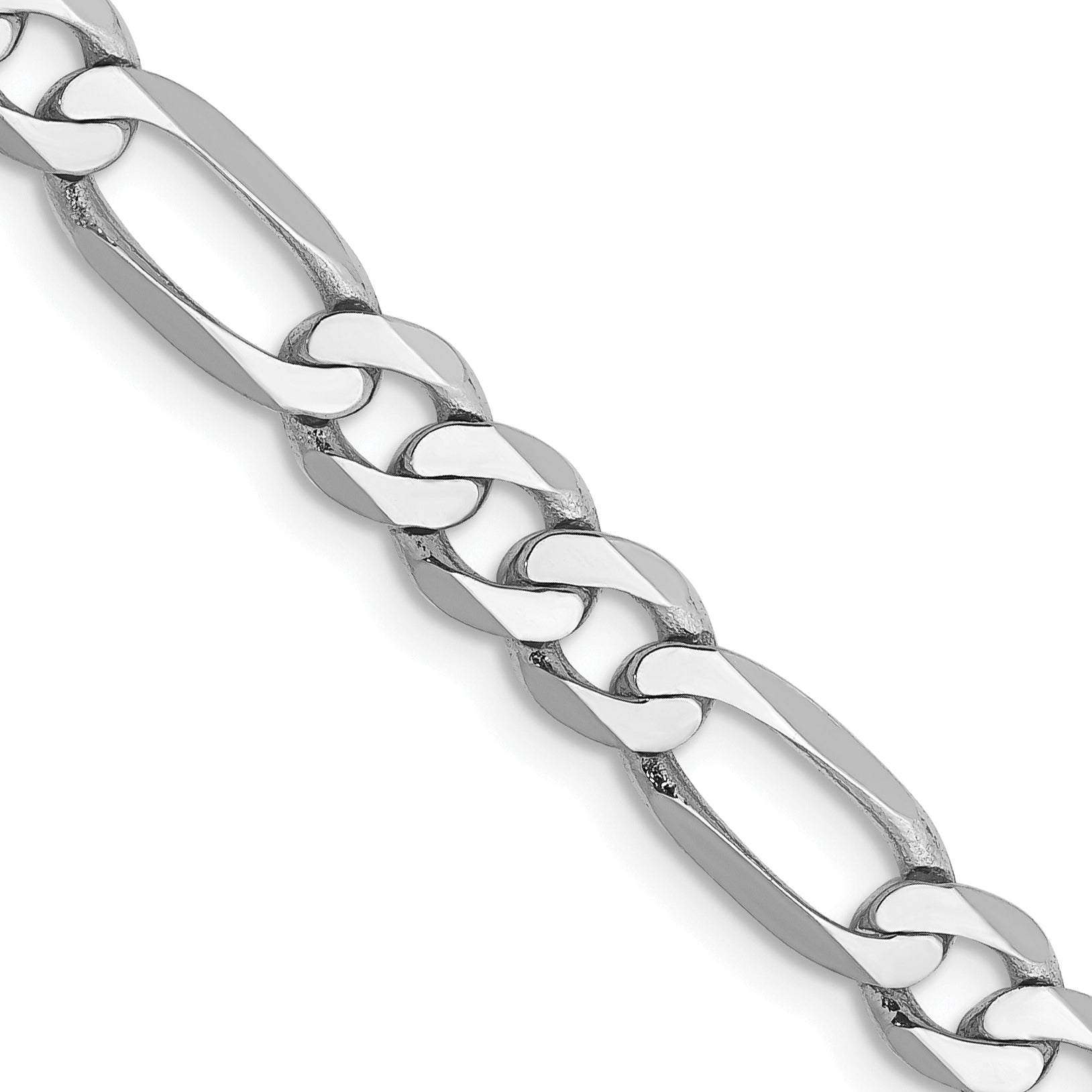 14K White Gold 26 inch 5.5mm Flat Figaro with Lobster Clasp Chain