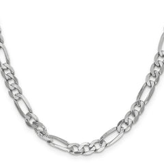 14K White Gold 26 inch 6mm Flat Figaro with Lobster Clasp Chain