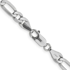 14K White Gold 26 inch 6mm Flat Figaro with Lobster Clasp Chain