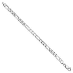 14K White Gold 8 inch 6mm Flat Figaro with Lobster Clasp Bracelet