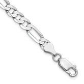 14K White Gold 8 inch 6mm Flat Figaro with Lobster Clasp Bracelet