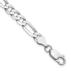 14K White Gold 8 inch 6mm Flat Figaro with Lobster Clasp Bracelet