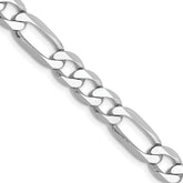 14K White Gold 26 inch 6mm Flat Figaro with Lobster Clasp Chain