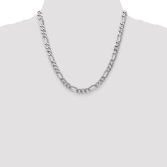 14K White Gold 20 inch 7mm Flat Figaro with Lobster Clasp Chain