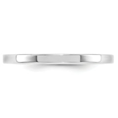 14k White Gold 2mm Standard Weight Flat Comfort Fit Wedding Band Size 13.5