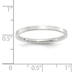 14k White Gold 2mm Standard Weight Flat Comfort Fit Wedding Band Size 13.5