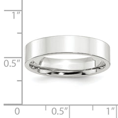 14k White Gold 5mm Standard Weight Flat Comfort Fit Wedding Band Size 14