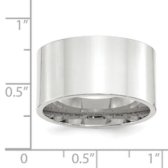 14k White Gold 12mm Standard Weight Flat Comfort Fit Wedding Band Size 14