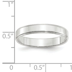 14k White Gold 4mm Flat with Step Edge Wedding Band Size 13.5