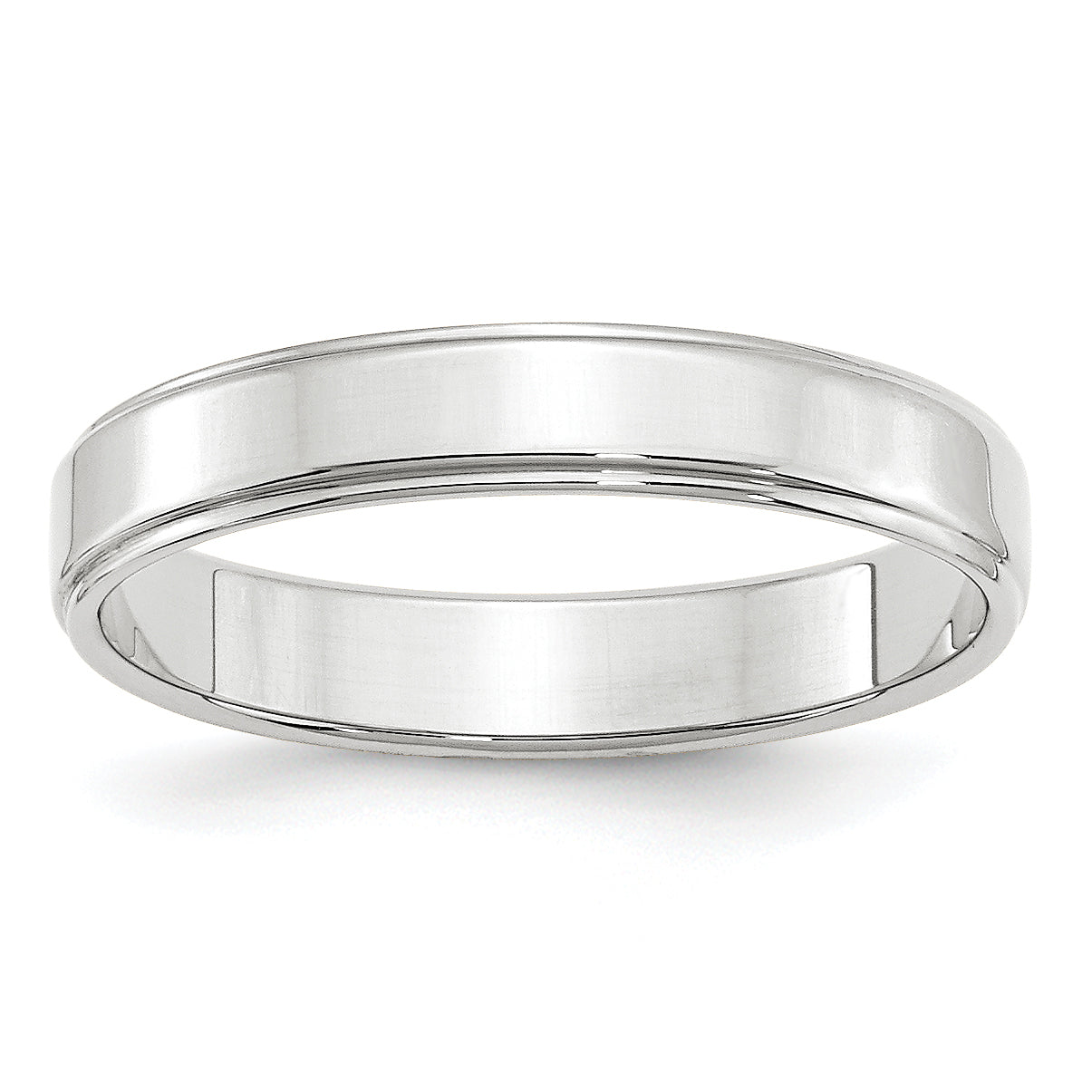 14k White Gold 4mm Flat with Step Edge Wedding Band Size 13.5