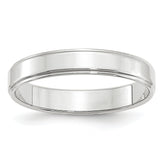 14k White Gold 4mm Flat with Step Edge Wedding Band Size 13.5