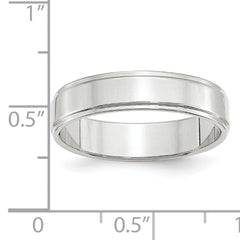 14k White Gold 5mm Flat with Step Edge Wedding Band Size 13.5