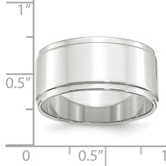14k White Gold 10mm Flat with Step Edge Wedding Band Size 13.5
