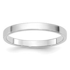 14k White Gold 2mm Lightweight Flat Wedding Band Size 14