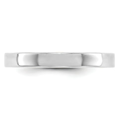 14k White Gold 3mm Lightweight Flat Wedding Band Size 13.5