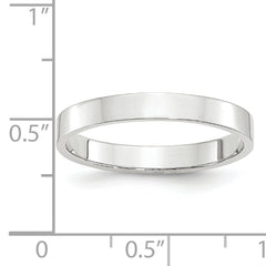 14k White Gold 3mm Lightweight Flat Wedding Band Size 13.5