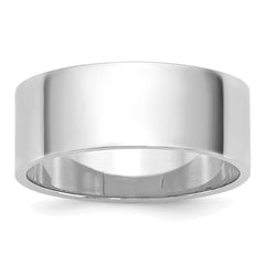 14k White Gold 7mm Lightweight Flat Wedding Band Size 13.5