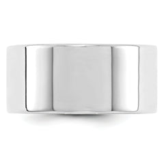 14k White Gold 10mm Lightweight Flat Wedding Band Size 13.5