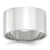 10k White Gold 12mm Lightweight Flat Wedding Band Size 14