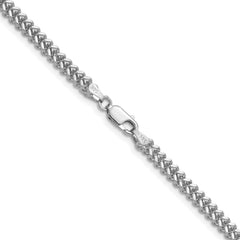 14K White Gold 26 inch 2.5mm Franco with Lobster Clasp Chain