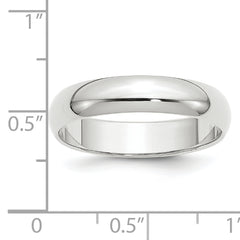 14k White Gold 5mm Half Round Wedding Band Size 13.5