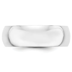 14k White Gold 7mm Half Round Wedding Band Size 13.5