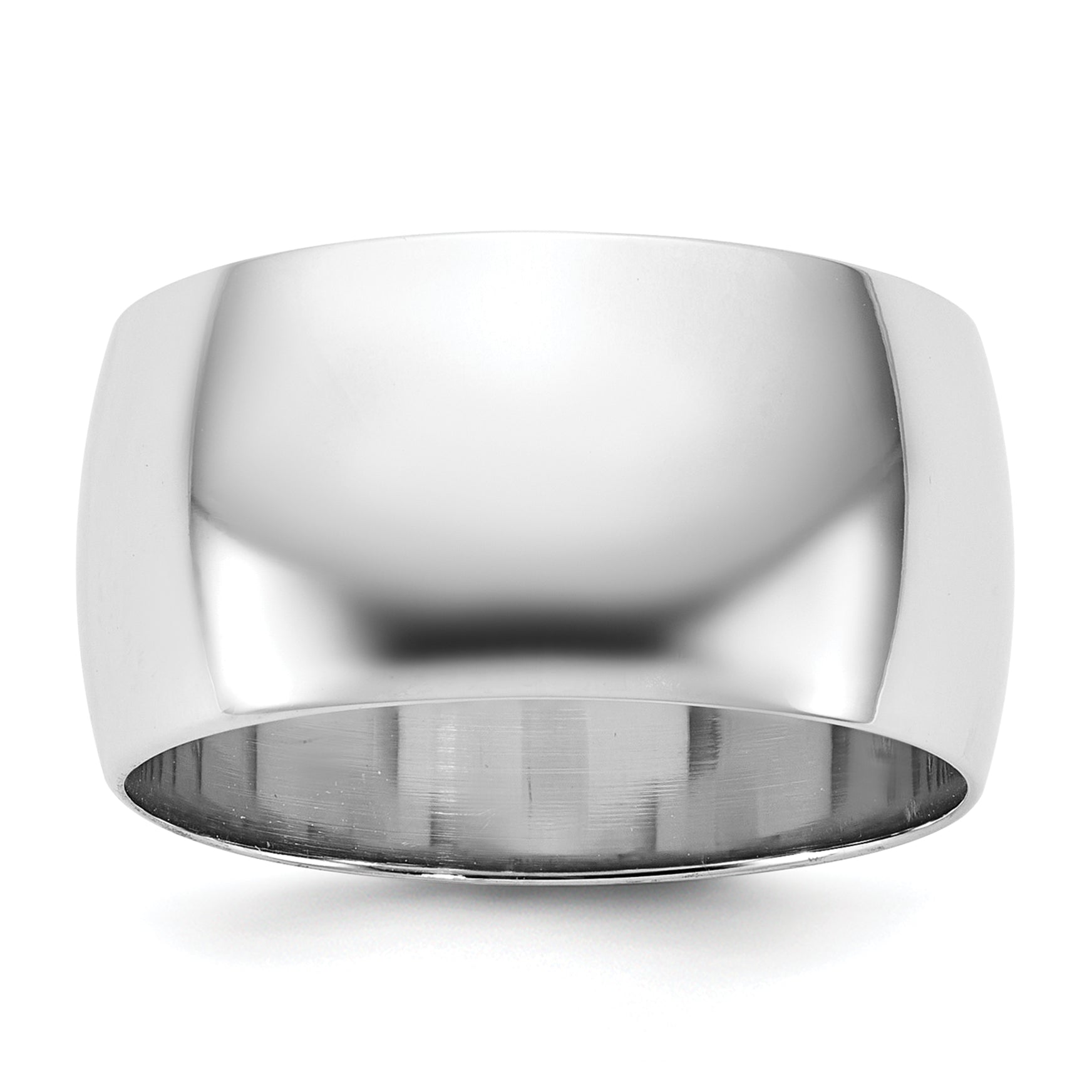 14k White Gold 10mm Half Round Wedding Band Size 13.5