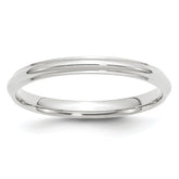 14k White Gold 2.5mm Half Round with Edge Wedding Band Size 13.5