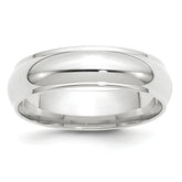 14k White Gold 6mm Half Round with Edge Wedding Band Size 13.5