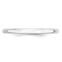 14k White Gold 2mm Lightweight Half Round Wedding Band Size 14