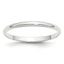 2.0mm 10K White Gold Lightweight Half Round Wedding Band - Sophia Jewelers