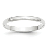 14k White Gold 2.5mm Lightweight Half Round Wedding Band Size 13.5