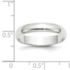 14k White Gold 4mm Lightweight Half Round Wedding Band Size 13.5