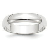 14k White Gold 5mm Lightweight Half Round Wedding Band Size 14