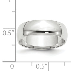 14k White Gold 6mm Lightweight Half Round Wedding Band Size 14