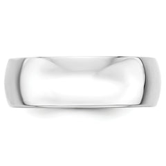 14k White Gold 7mm Lightweight Half Round Wedding Band Size 14
