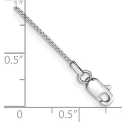 14K White Gold 9 inch .9mm Box with Lobster Clasp Anklet