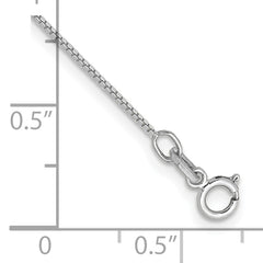 14K White Gold 10 inch .7mm Box with Spring Ring Clasp Anklet