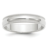 14k White Gold 5mm Milgrain Half Round Wedding Band Size 14