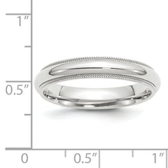 14k White Gold 4mm Milgrain Half Round Comfort Fit Wedding Band Size 13.5