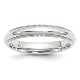 14k White Gold 4mm Milgrain Half Round Comfort Fit Wedding Band Size 13.5