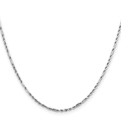 14K White Gold 24 inch 1.8mm Diamond-cut Milano Rope with Lobster Clasp Chain