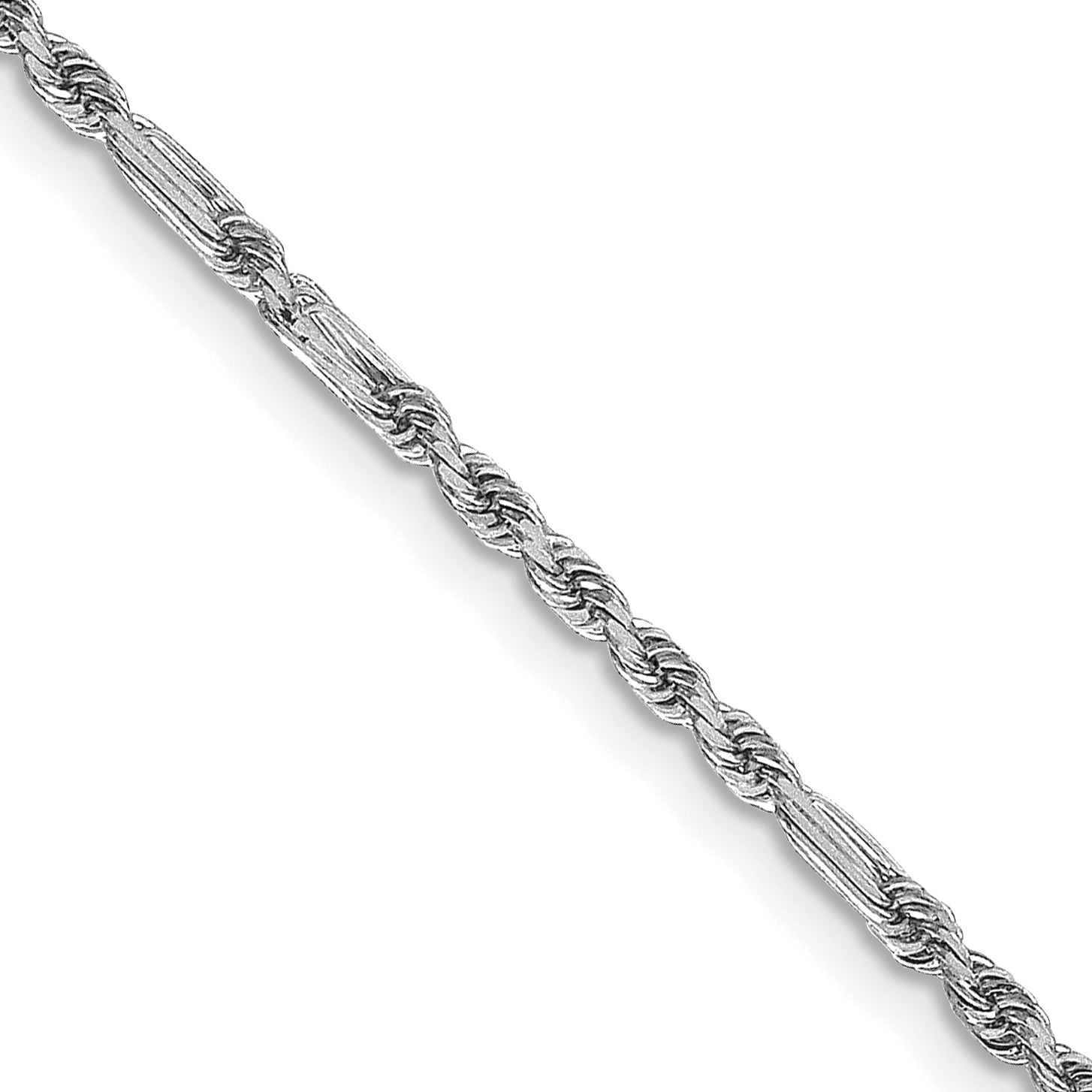 14K White Gold 24 inch 1.8mm Diamond-cut Milano Rope with Lobster Clasp Chain