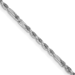 14K White Gold 24 inch 1.8mm Diamond-cut Milano Rope with Lobster Clasp Chain