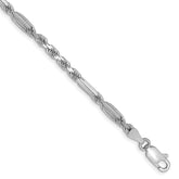 14k White Gold 3.0mm D/C Milano Rope Chain