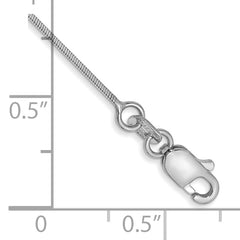 14K White Gold 10 inch .6mm Octagonal Snake with Lobster Clasp Anklet