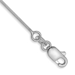 14K White Gold 10 inch .6mm Octagonal Snake with Lobster Clasp Anklet