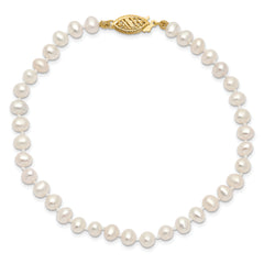 14k 4-5mm White Near-Round Freshwater Cultured Pearl 7.5 inch Bracelet