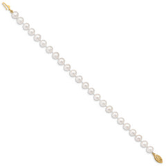14k 6-7mm White Near-Round Freshwater Cultured Pearl 7.5 inch Bracelet