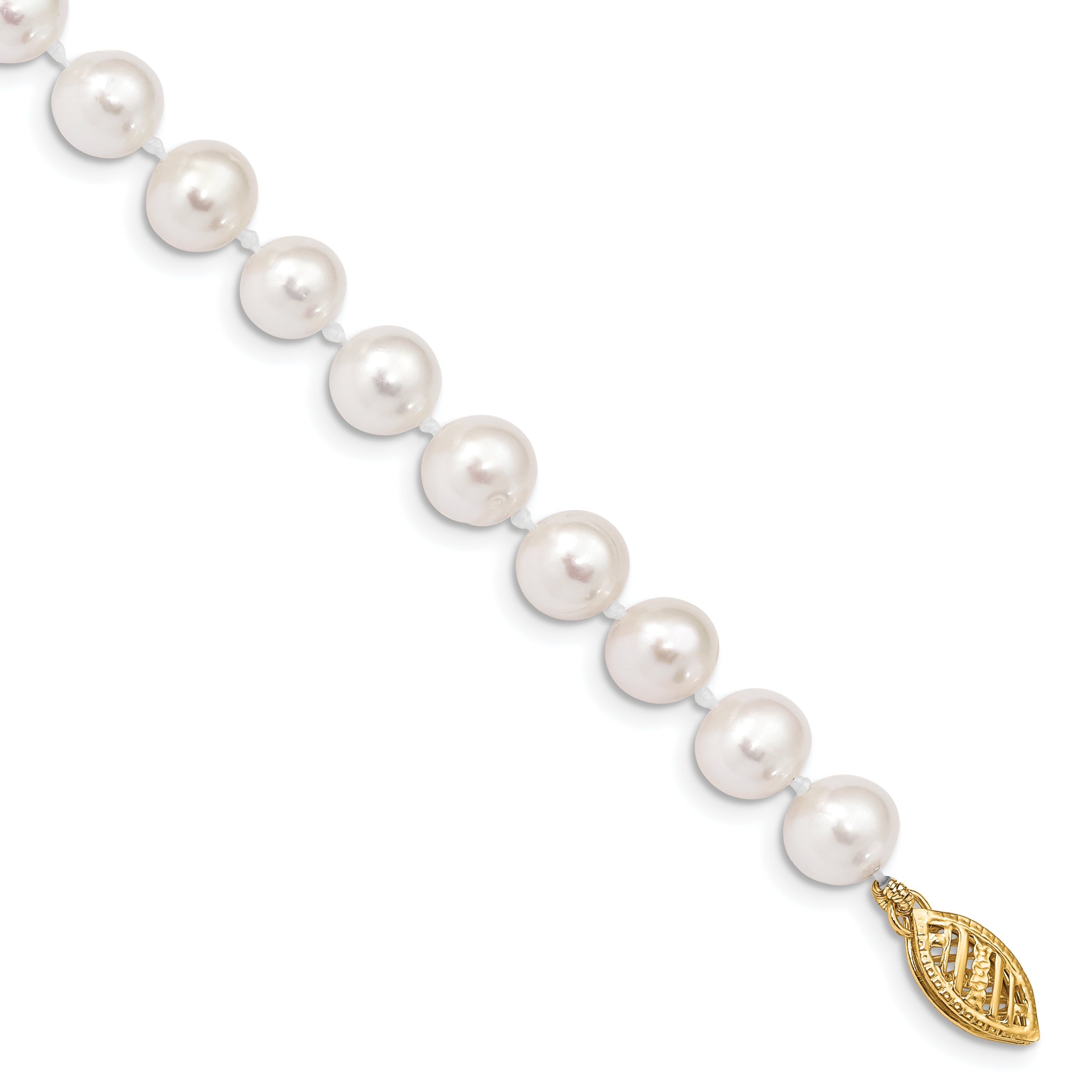 14k 6-7mm White Near-Round Freshwater Cultured Pearl 7.5 inch Bracelet